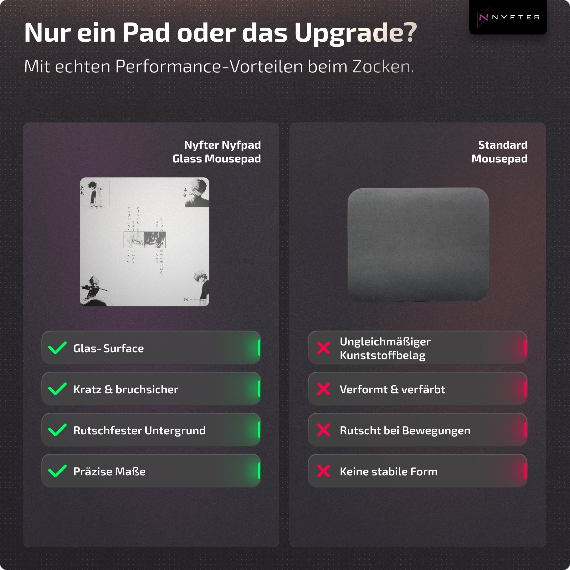 Nyfter Nyf® Glas Mousepad Duality