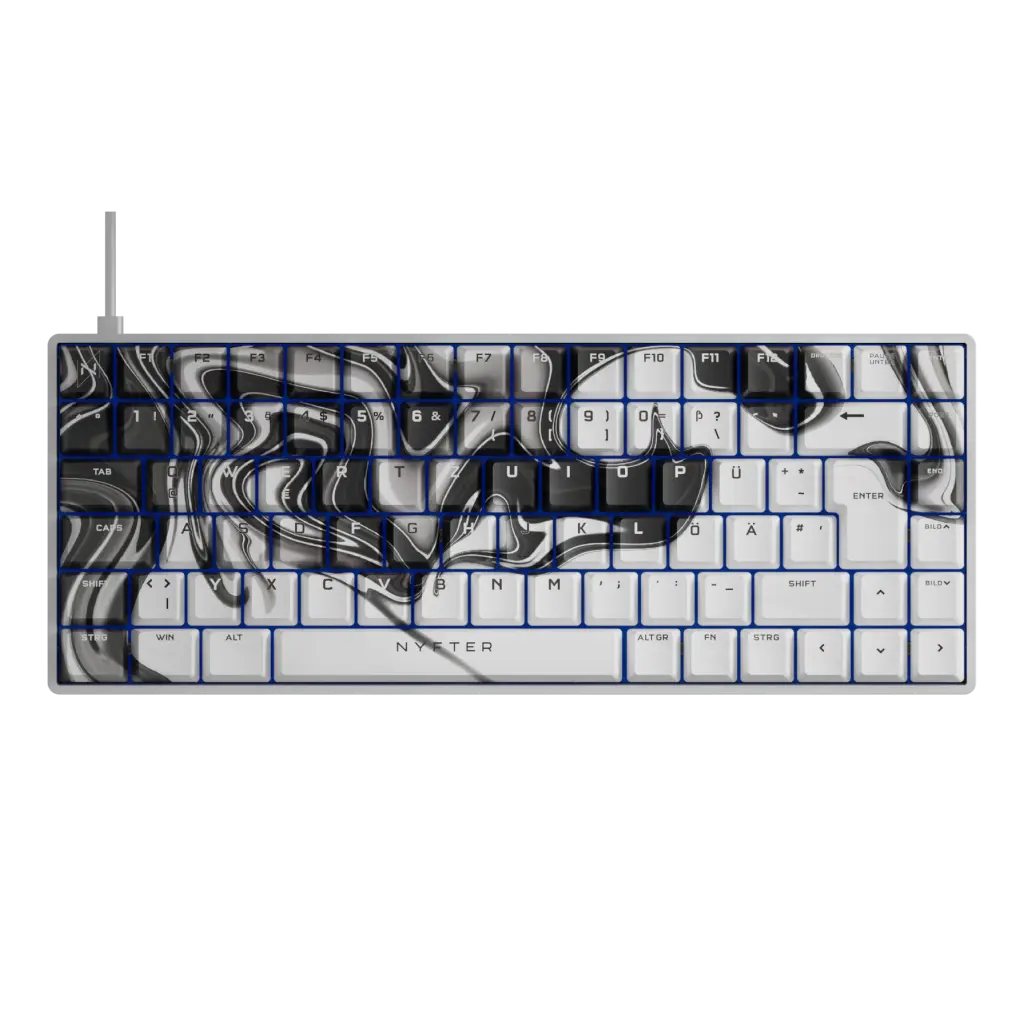 Nyfboard Gen2 75 % noir avec touches à sublimation PBT liquide noir blanc