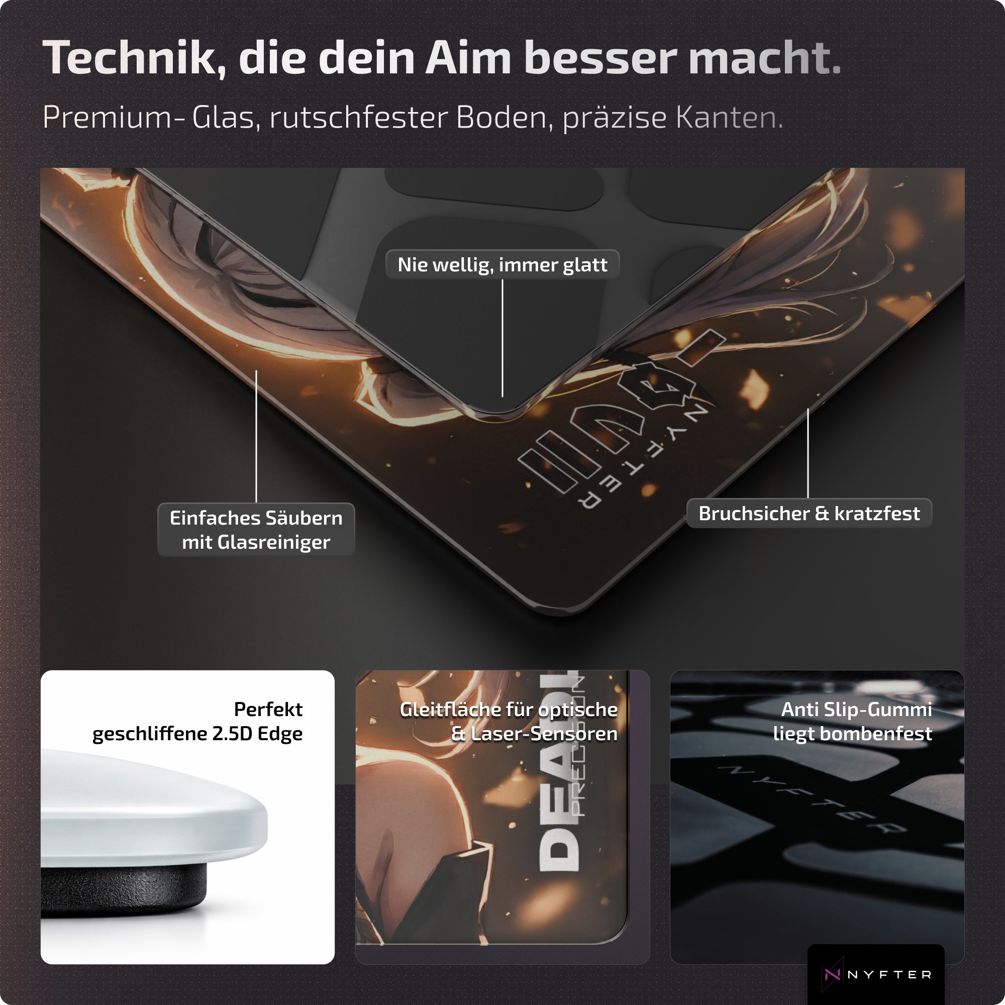 Nyfter Nyf® G1 Limited Glas Mousepad Deadly Precision