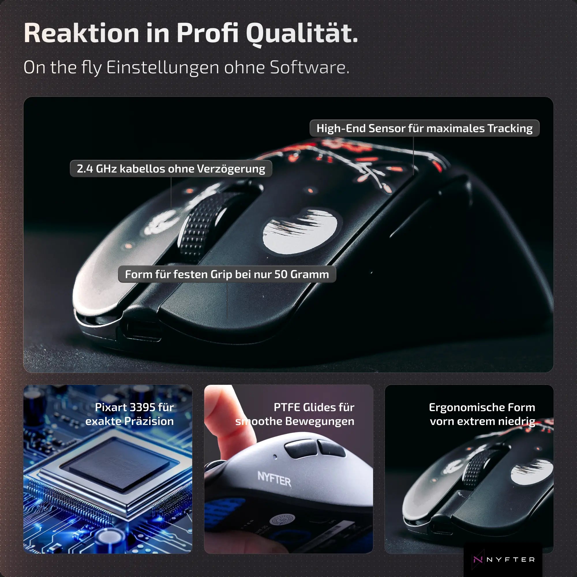 Nyfter® Nyf25 Wireless Ergonomic Gaming Mouse - Sakura Edition