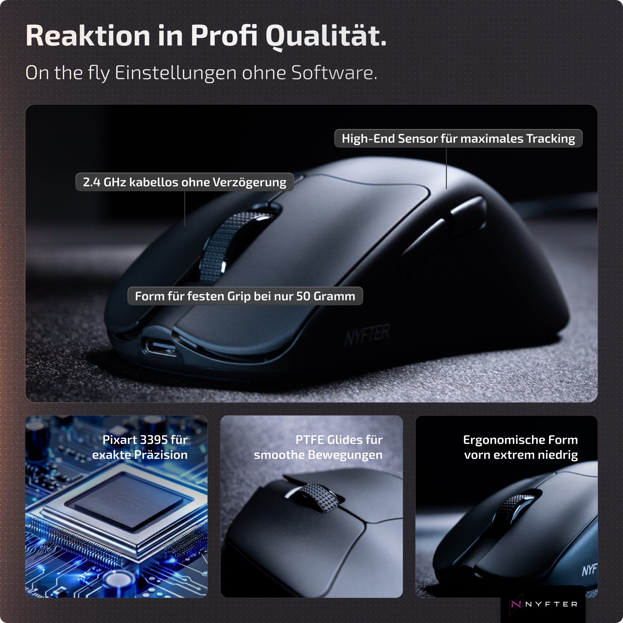 Nyfter® Nyf25 Wireless Ergonomic Gaming Mouse