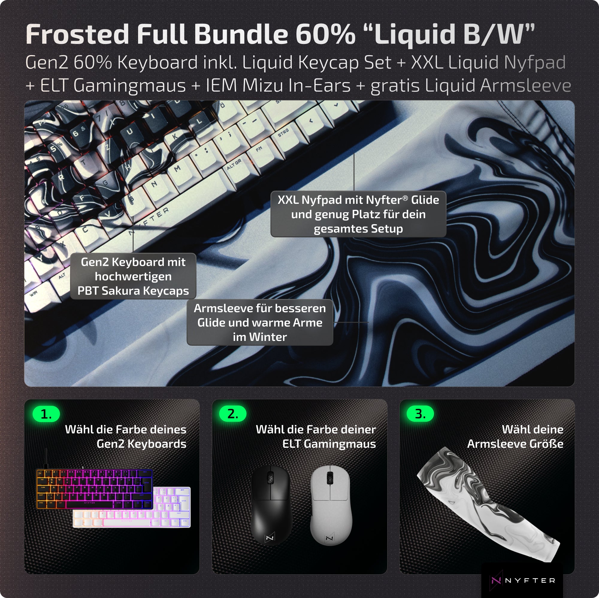 Frosted Full Bundle 60% "Liquid Black/White"