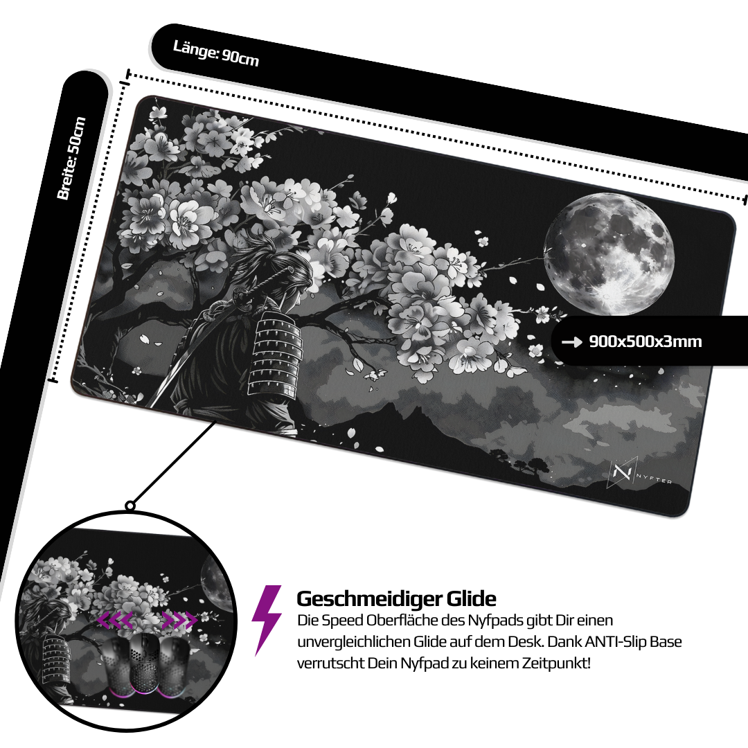 Nyfpad XXL Moon Samurai Premium Gaming Mousepad