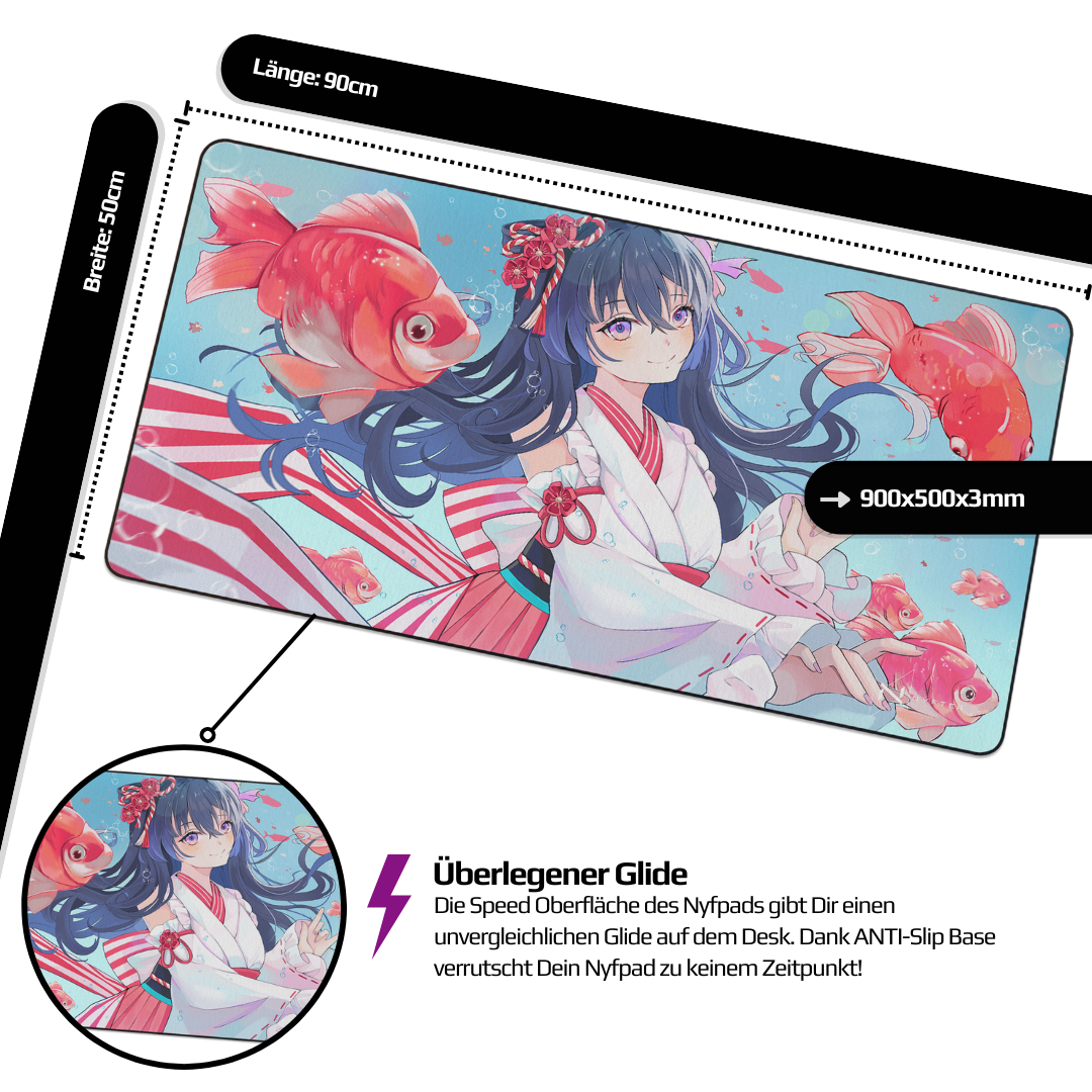 Nyfpad XXL "Mizu no Yume" by Arisa_Draws Premium Gaming Mousepad