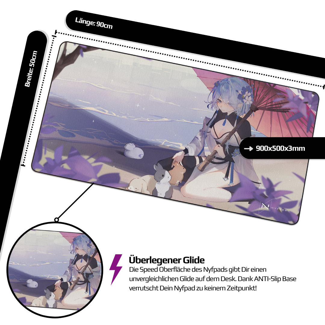 Tapis de souris gaming premium Nyfpad XXL « Usagi » de Yenaiiru
