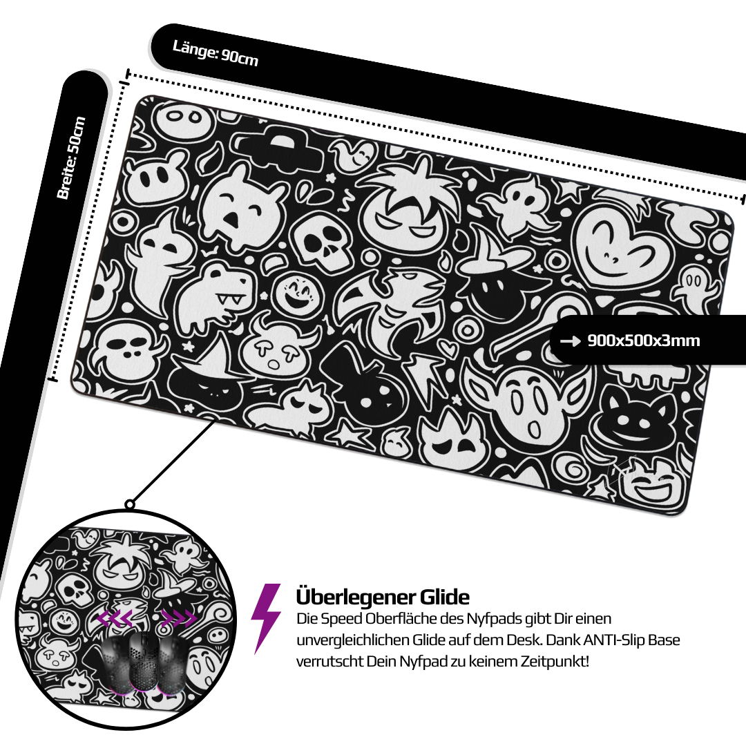 Tapis de souris de jeu Nyfpad XXL Emojis Premium
