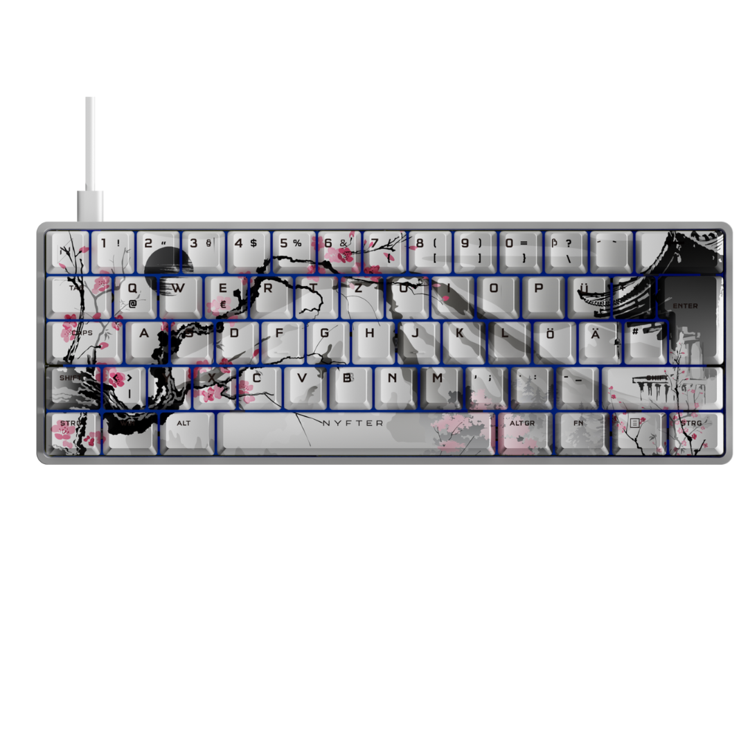 Nyfboard Gen2 60 % blanc avec capuchons de touches à sublimation PBT Sakura blanc