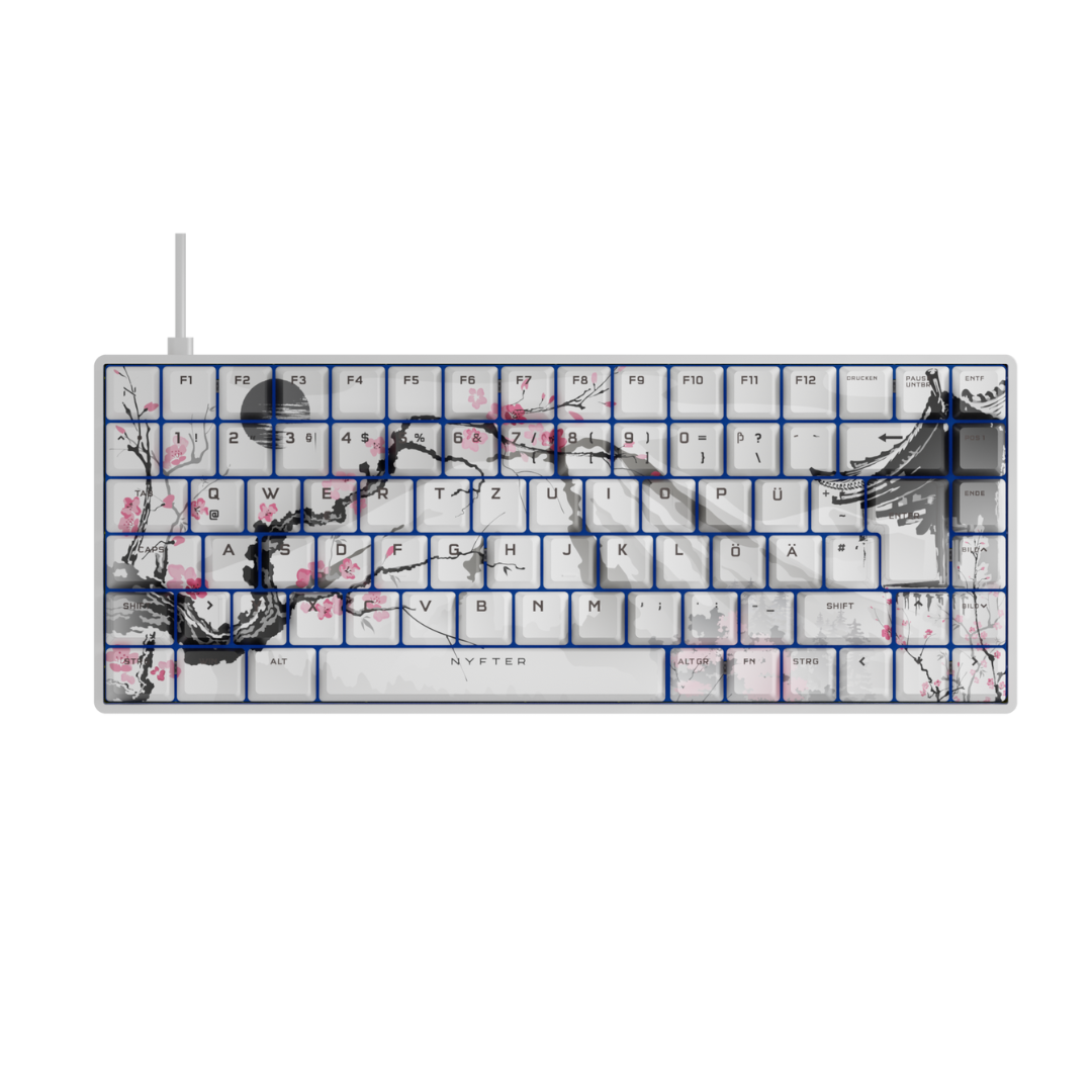 Nyfboard Gen2 75 % blanc avec capuchons de touches à sublimation PBT Sakura blanc