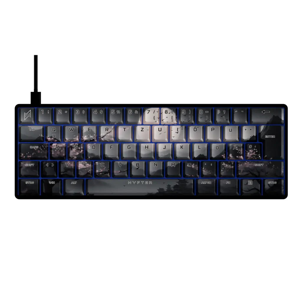 Clavier Nyfboard Gen2 60 % noir avec touches PBT sublimées Sakura v3