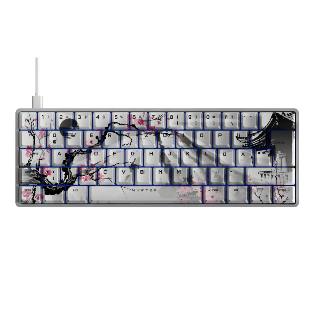 Nyfboard Gen2 60% White with PBT Sublimation Keycaps Sakura White