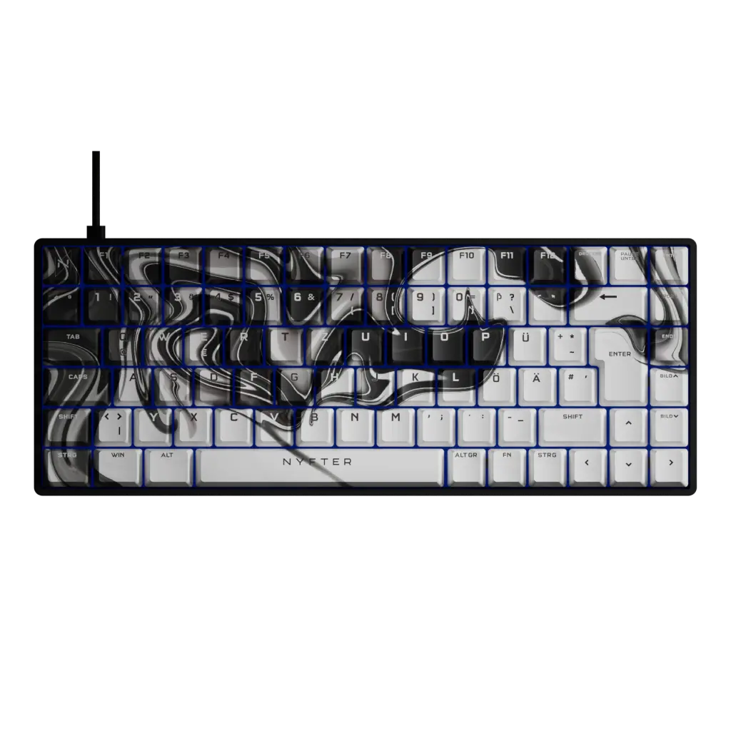 Nyfboard Gen2 75 % noir avec touches à sublimation PBT liquide noir blanc