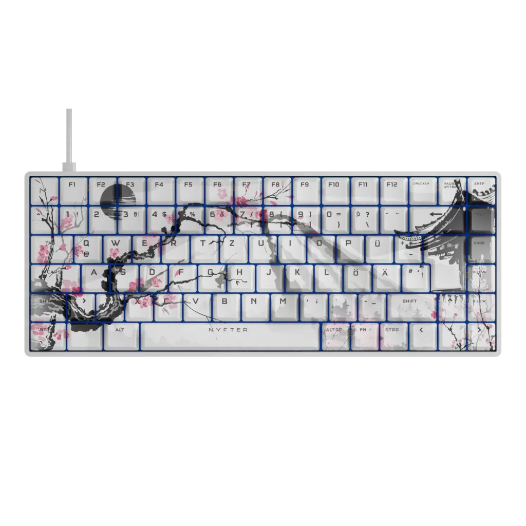 Nyfboard Gen2 75% White with PBT Sublimation Keycaps Sakura White