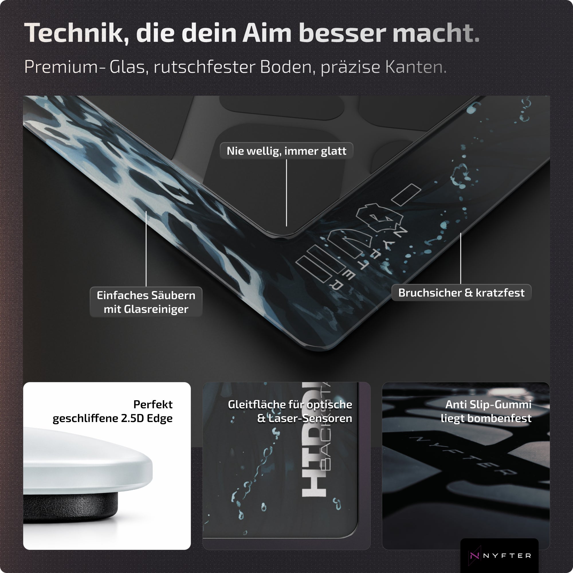 Nyfter Nyf® G1 Limited Glas Mousepad Hidden Backstab