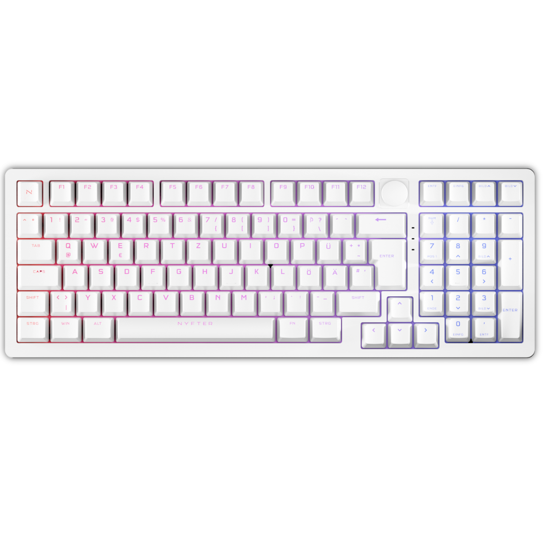 Nyfter Gaming Tastatur 98 Prozent Custom White