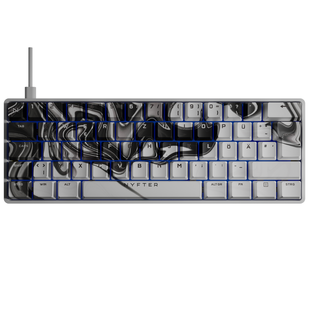 Nyfboard Gen2 60% Black mit PBT Sublimation Keycaps Liquid BlackWhite