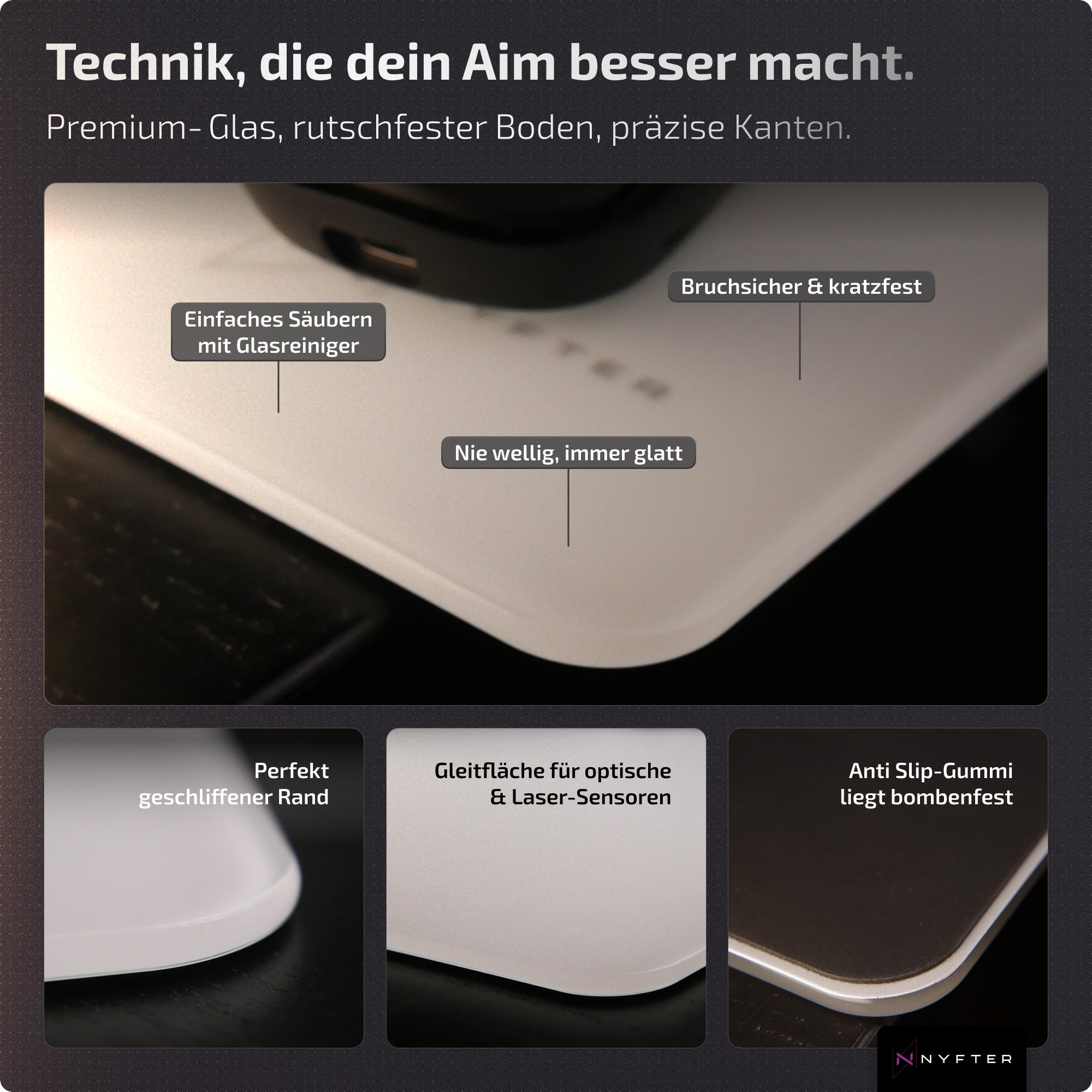 Nyfter Nyf® Glas Mousepad Nyra
