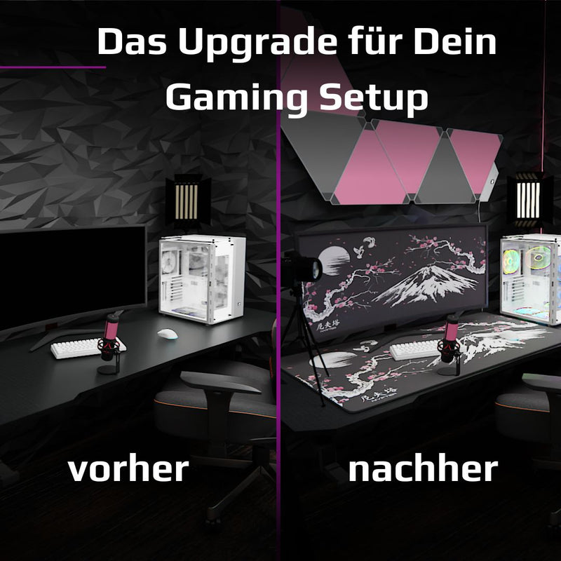 Nyfter - XXL Gaming muismat wit in topografie design 900 x 500 mm premium muismat formaat groot genaaide randen duurzaam met high-end glide en anti-slip Speed Gaming muismat