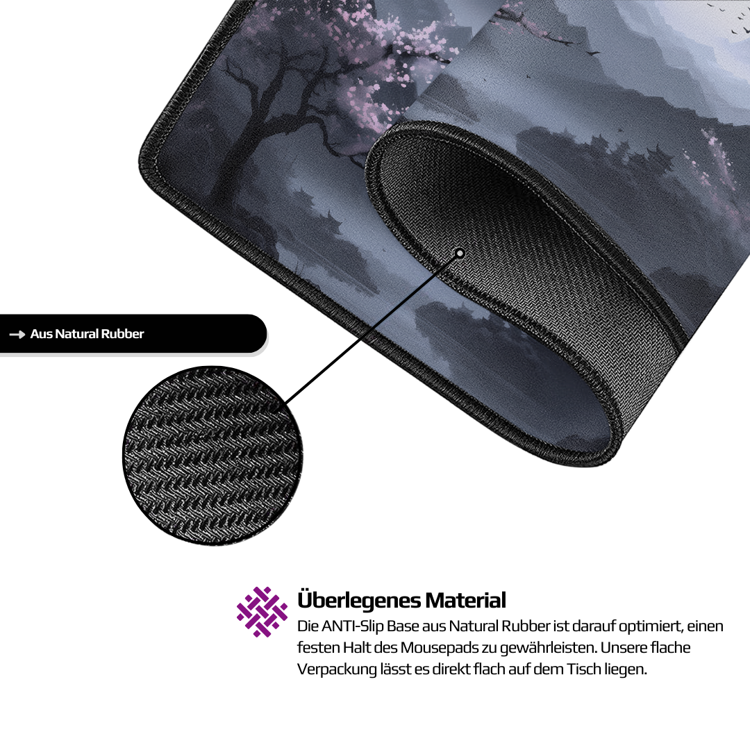 Nyfter Tappetino Per Mouse Gaming Sakura V3 XXL/3XL: 900x500x3mm, Bordi Cuciti, Superficie Idrorepellente, Nyfpad Senza Onde