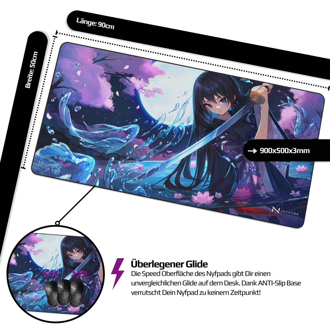 Tapis de souris de jeu premium Nyfpad XXL « Anime Elements »